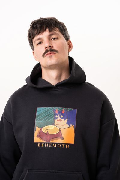 Чоловіче худі оверсайз з принтом кота Behemoth BEH-HB-SM фото