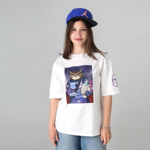 Жіноча футболка оверсайз з принтом кота Star Cats SC-TW-XS фото
