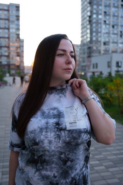 Чоловіча футболка оверсайз з принтом "Pantone Cloud Dancer" PAN-TB-SM фото