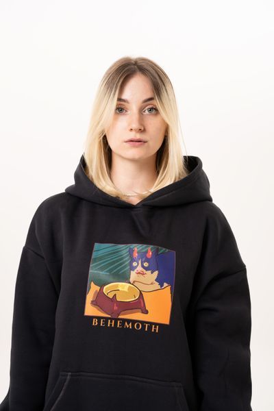 Жіноче худі оверсайз з принтом кота Behemoth wBEH-HB-SM фото
