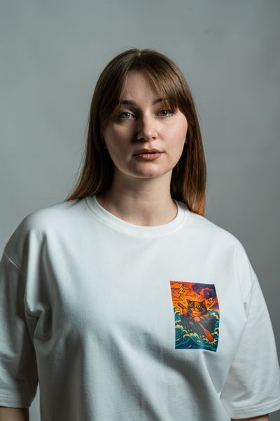 Женская футболка оверсайз с принтом "Выгребаю" wVG-TB-SM фото