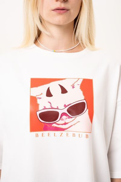 Жіноча футболка оверсайз з принтом кота Beelzebub  wBE-TW-XS фото