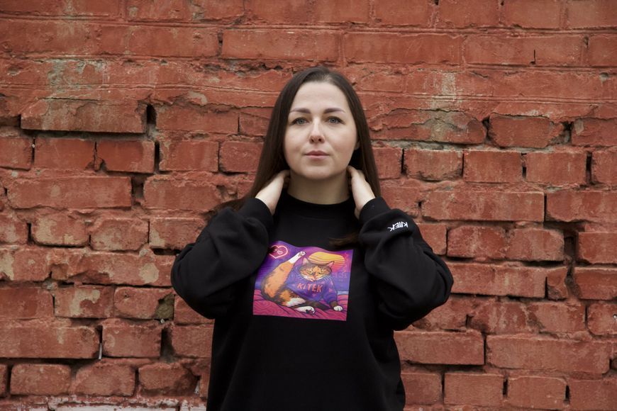 Унісекс світшот оверсайз з принтом "Kiss my paw, honey" KMP-SB-SM фото