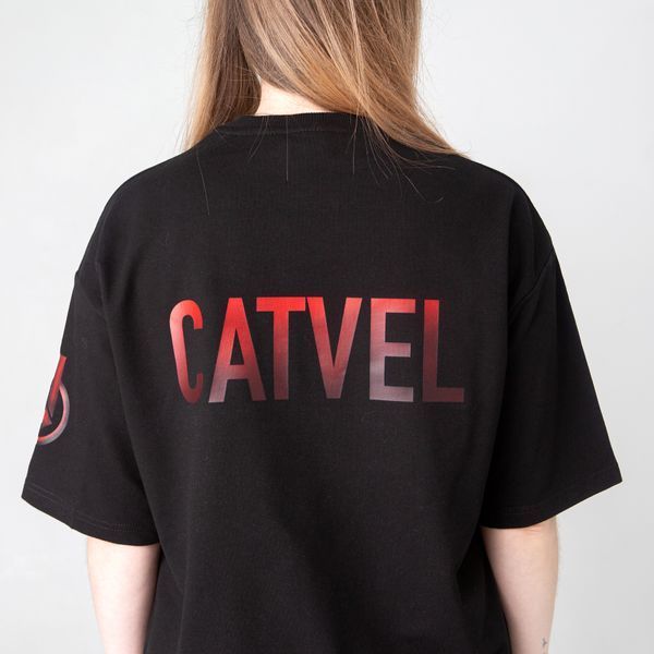 Жіноча футболка оверсайз з принтом кота Catvel wCV-TB-XXL фото