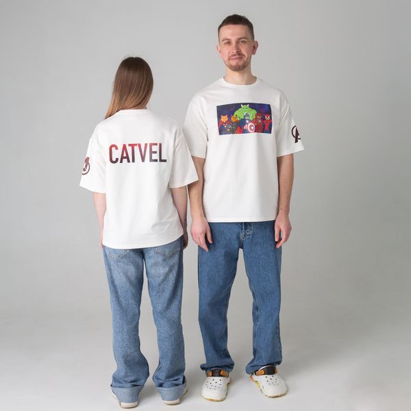 Жіноча футболка оверсайз з принтом кота Catvel wCV-TW-XS фото