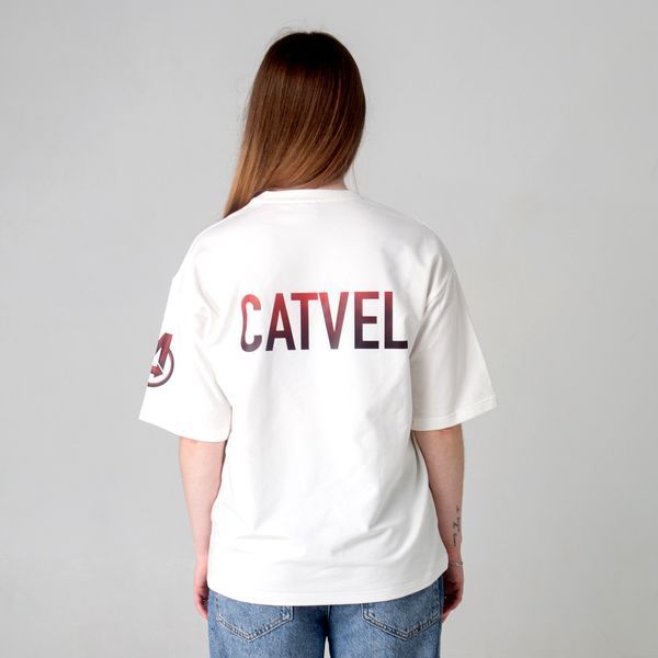 Жіноча футболка оверсайз з принтом кота Catvel wCV-TW-XS фото