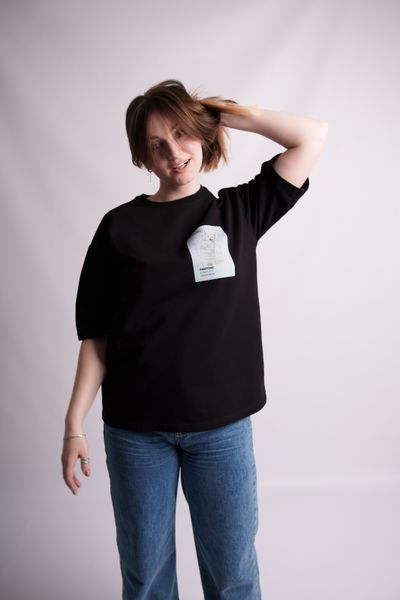 Чоловіча футболка оверсайз з принтом "Pantone Cloud Dancer" PAN-TB-SM фото